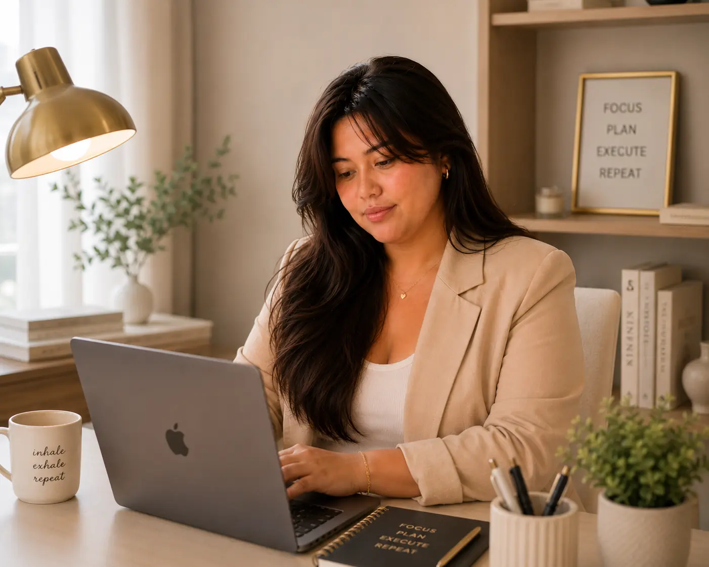 Ellain working at her professional workspace